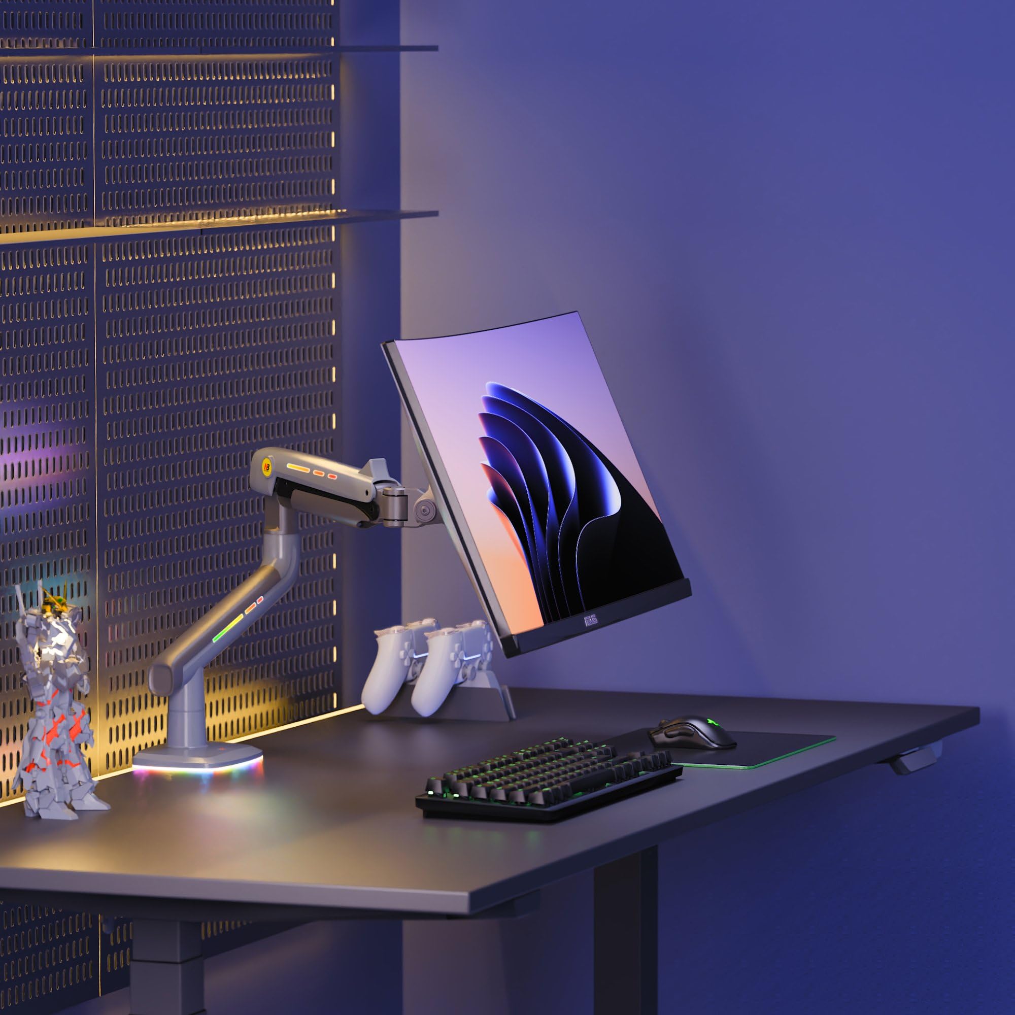 Amazon.co.jp: NB ERGONOMIC 【RGBライト付き】大型モニターアーム 大