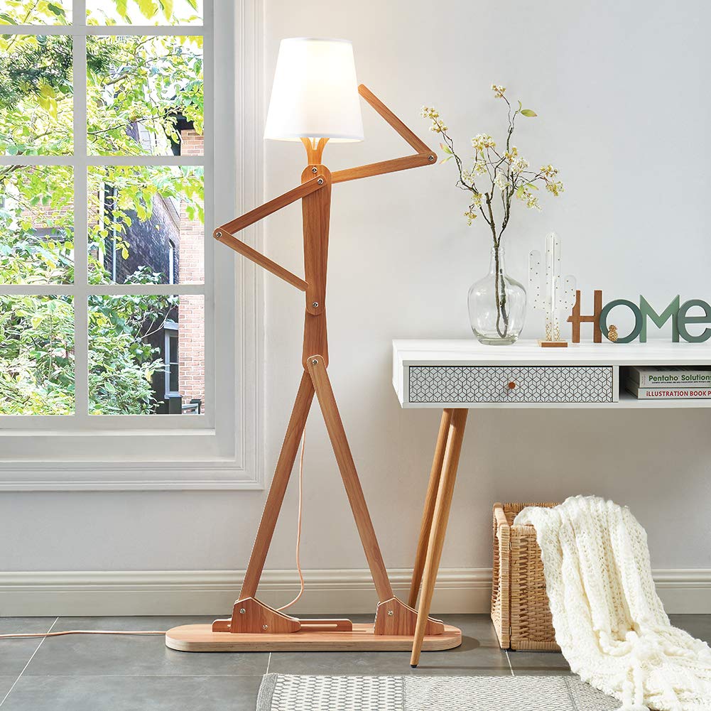 Amazon.co.jp: HROOME モダンコンテンポラリー木製フロアランプライト
