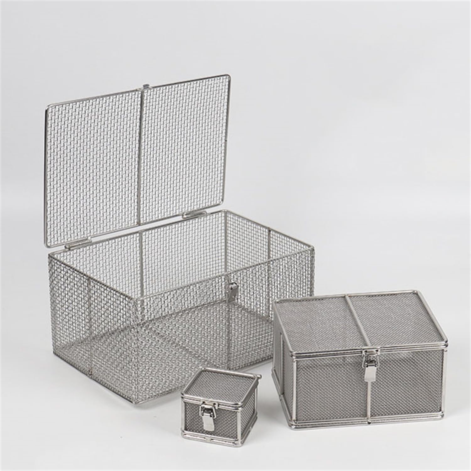 Amazon.co.jp: 蓋付き金属器具滅菌バスケット、ラボトレイ、304