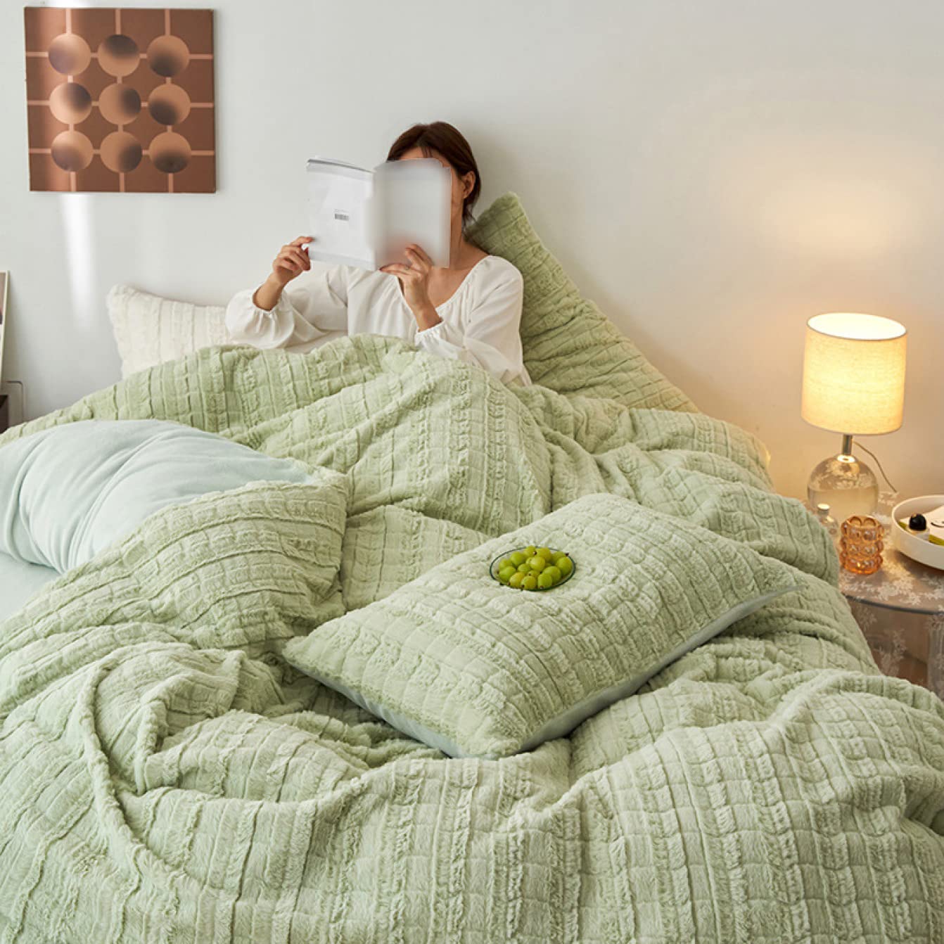 Amazon｜[OceanMap] 掛け布団カバー シングル ミントグリーン あったか