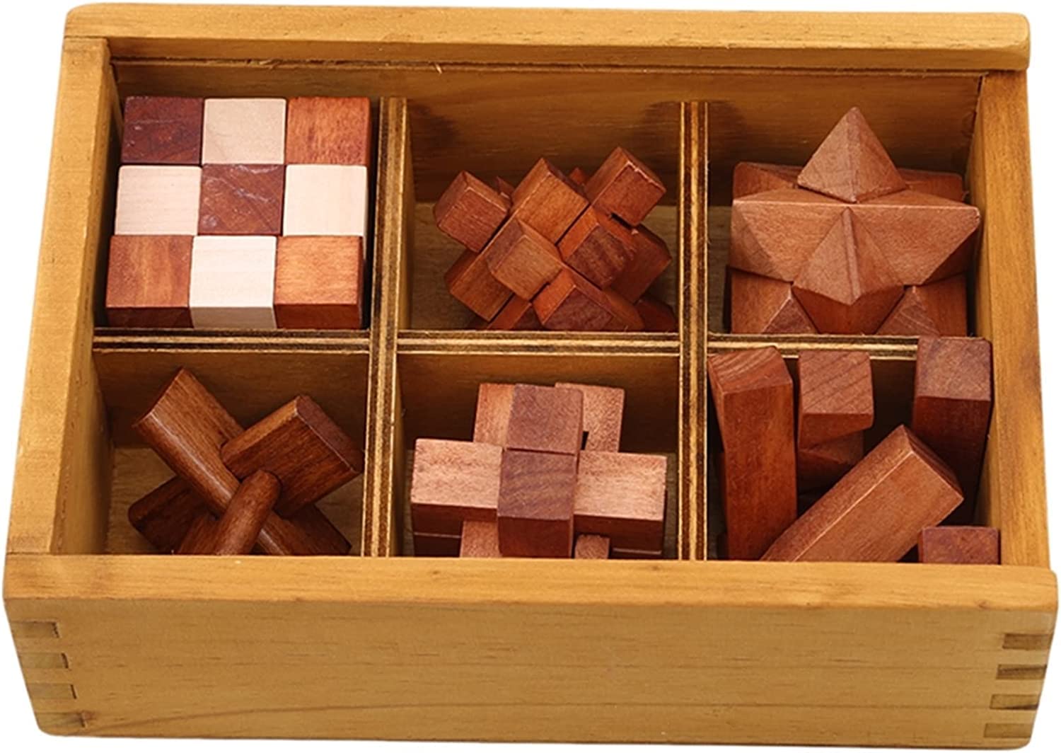 Amazon | 6 種セット 立体 パズル 木製 3D ブロック 孔明 知的 玩具 組