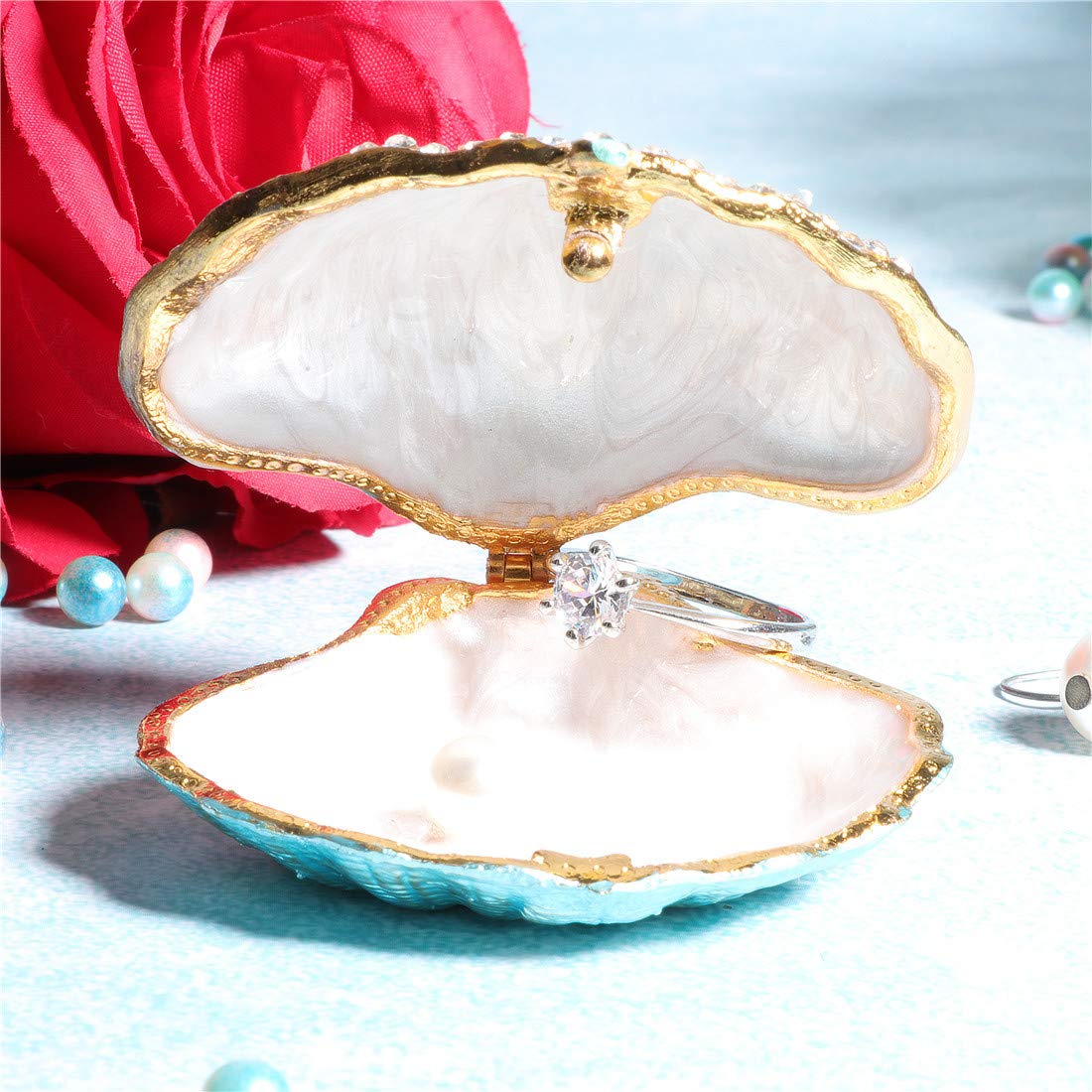 Amazon｜Waltz&F青い貝殻 ジュエリーボックス クリスタル動物