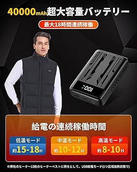Amazon | 電熱ベスト バッテリー DC7.4V高出力 モバイルバッテリー