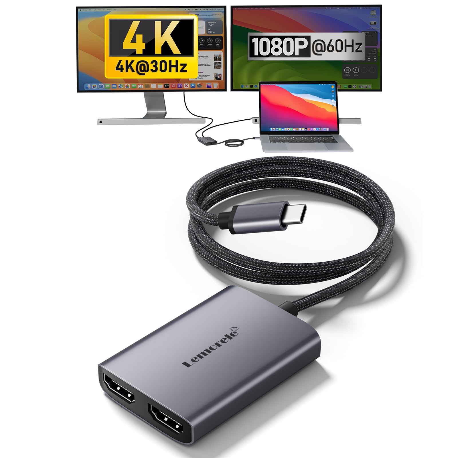 Amazon | MacBook Pro/Air ハブ 2画面 USBC HDMI 分配器 macOSとWin
