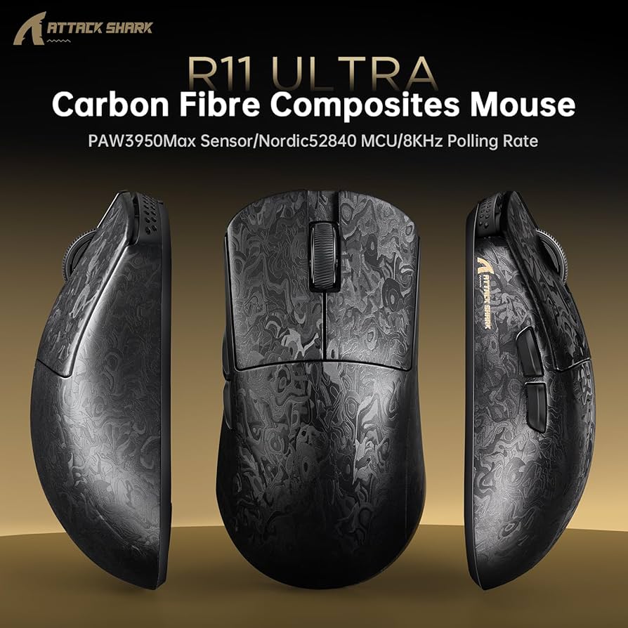 Amazon.com: ATTACK SHARK R11 Ultra 8K Carbon Fiber Wireless Gaming