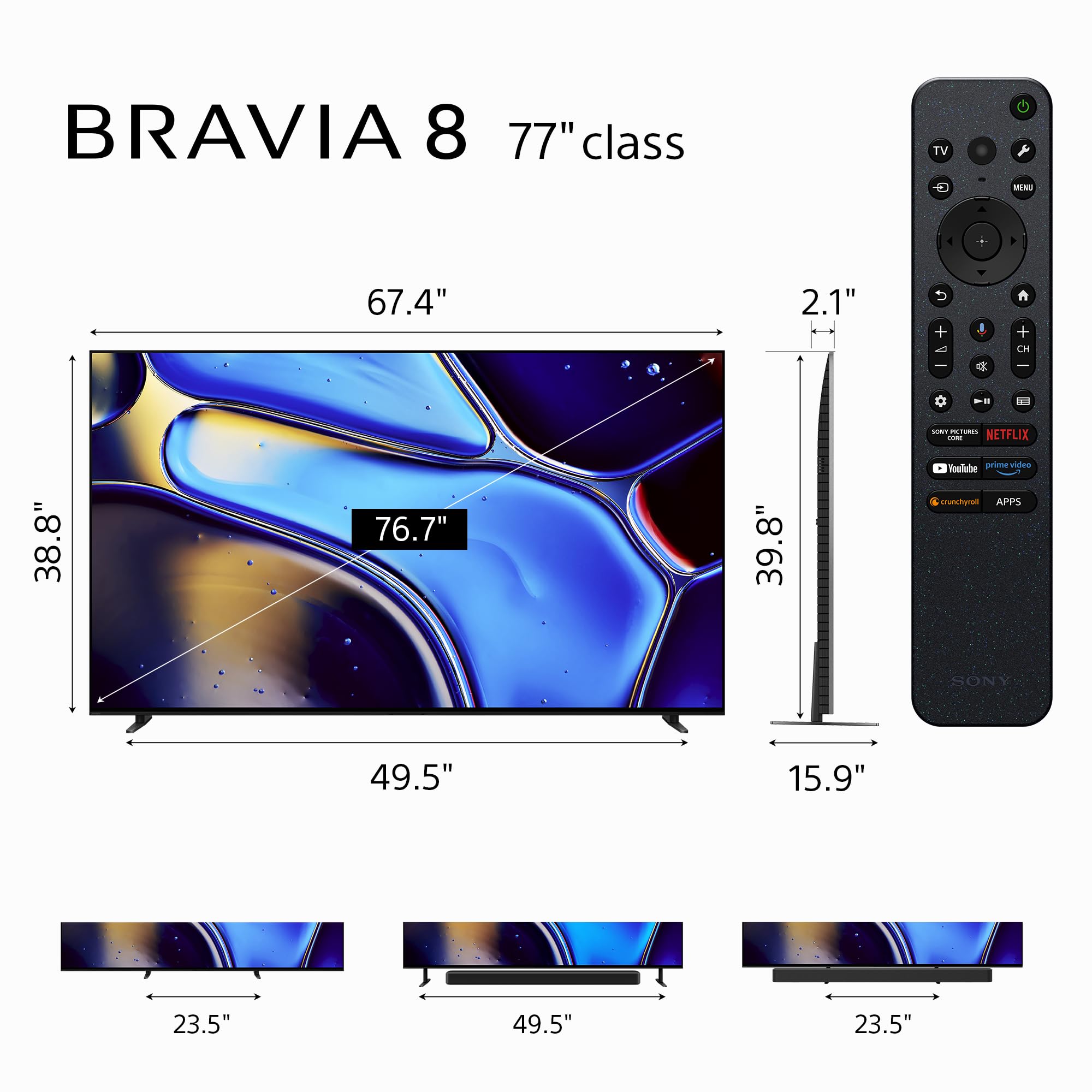 Amazon.com: Sony 77 Inch OLED 4K Ultra HD TV BRAVIA 8 Smart Google