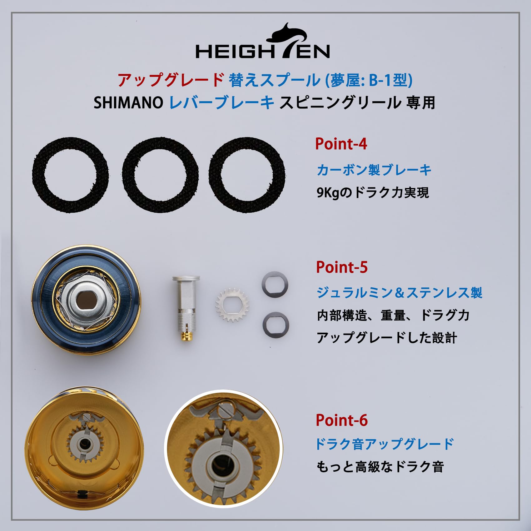Amazon | HEIGHTEN リール スプール シマノ レバーブレーキ スピニング