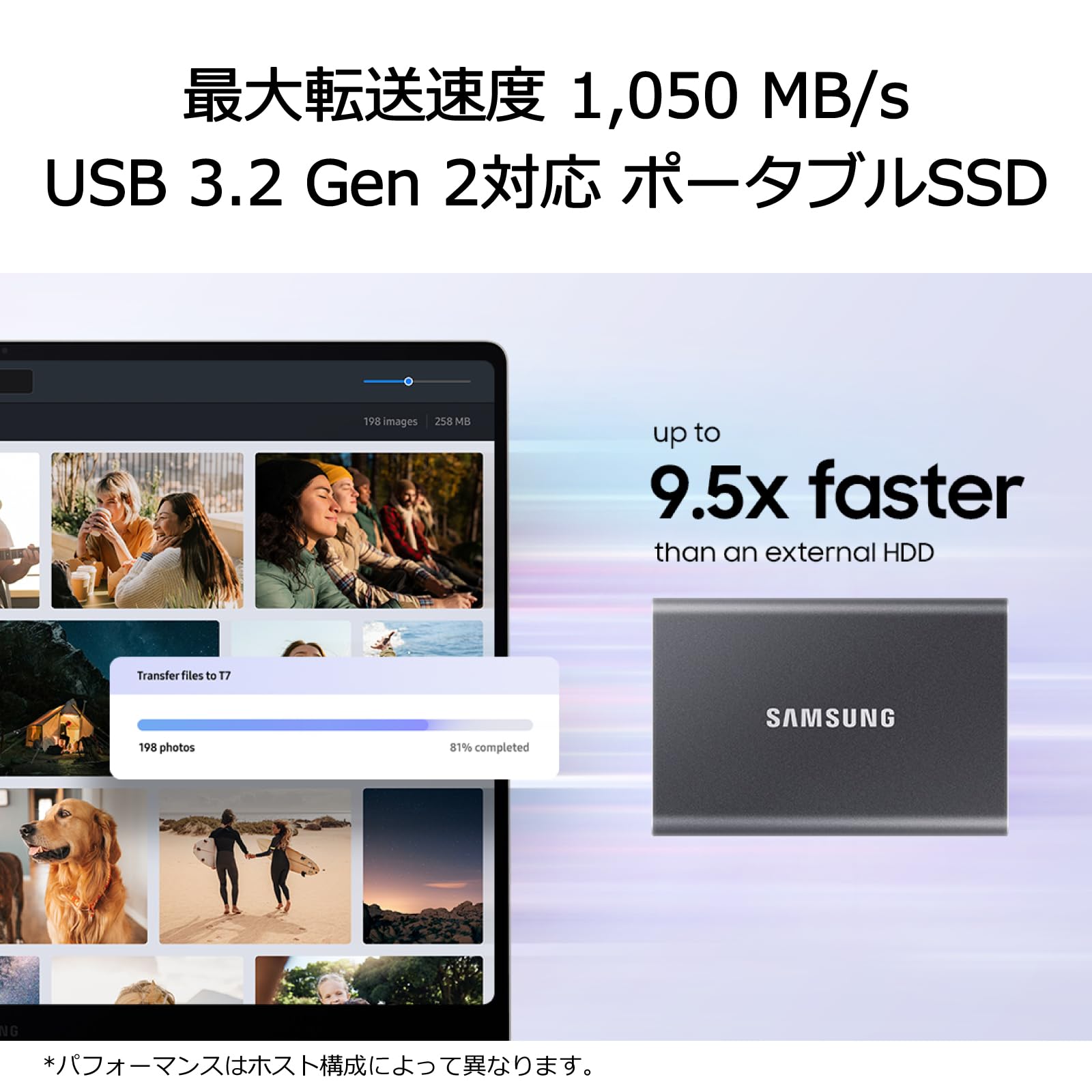 Amazon | Samsung T7 2TB 外付けSSD 最大転送速度1,050MB/秒 USB3.2