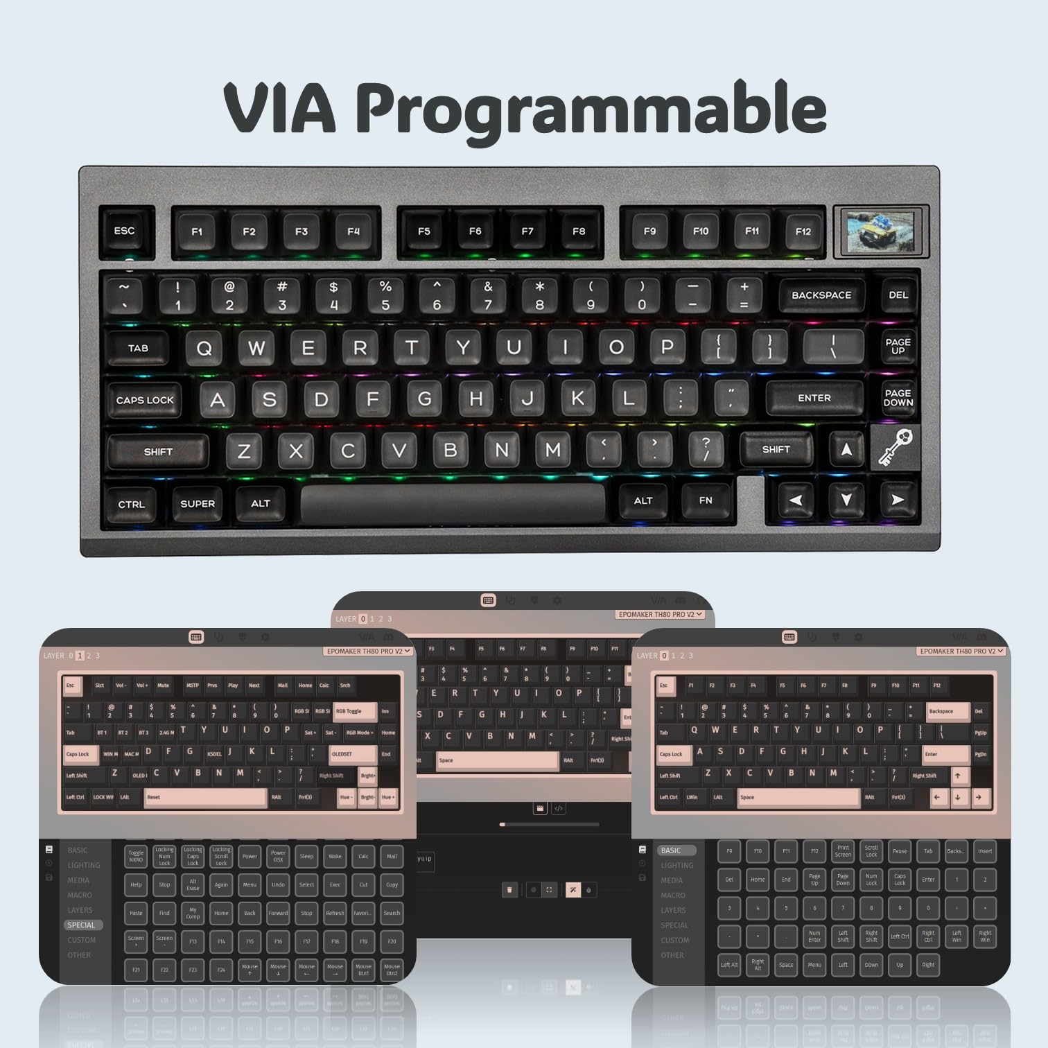 Amazon | EPOMAKER TH80 PRO V2 ワイヤレス ゲーミングキーボード RGB