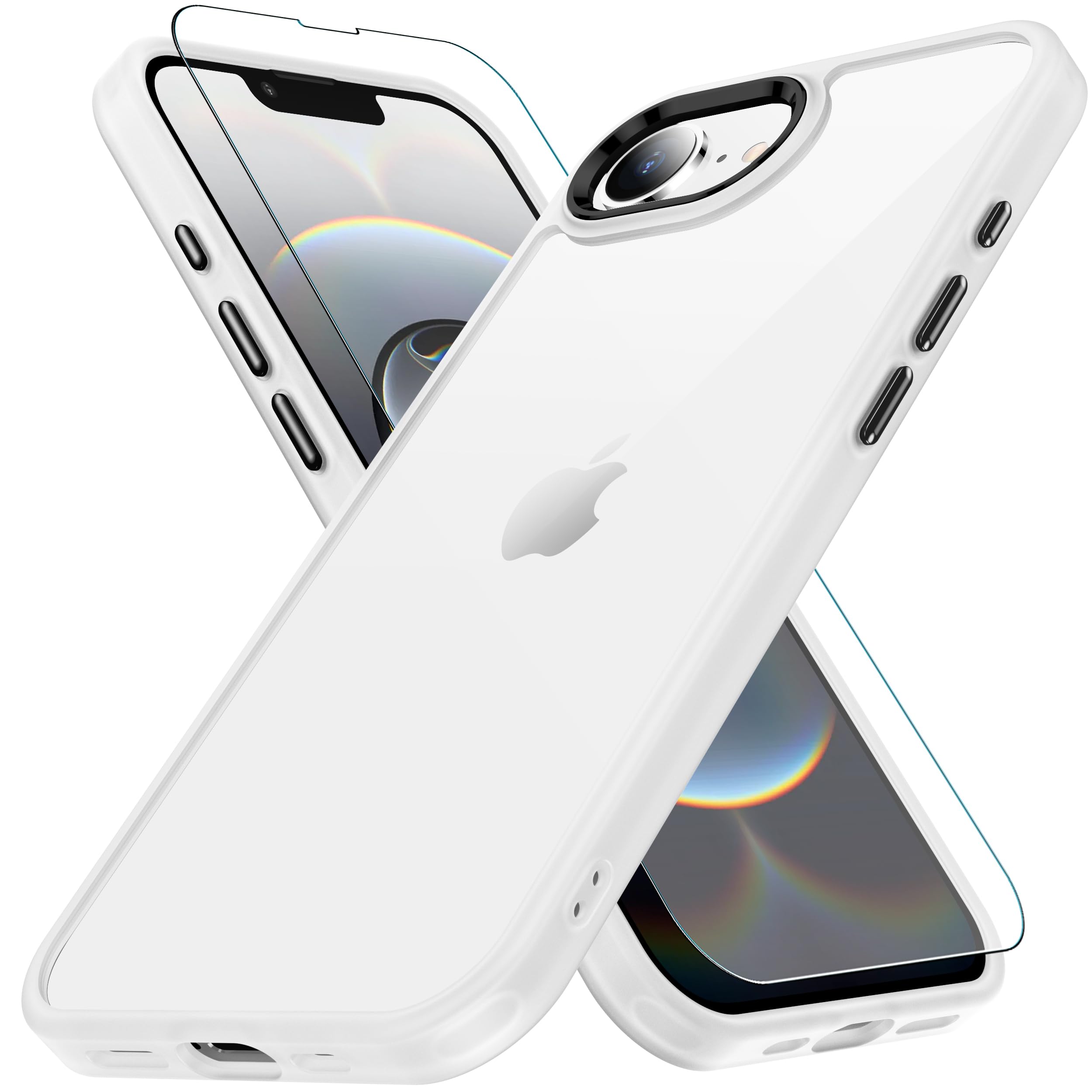 Amazon.co.jp: iPhone 16e/17e 用 ケース ホワイト 耐衝撃 ガラス