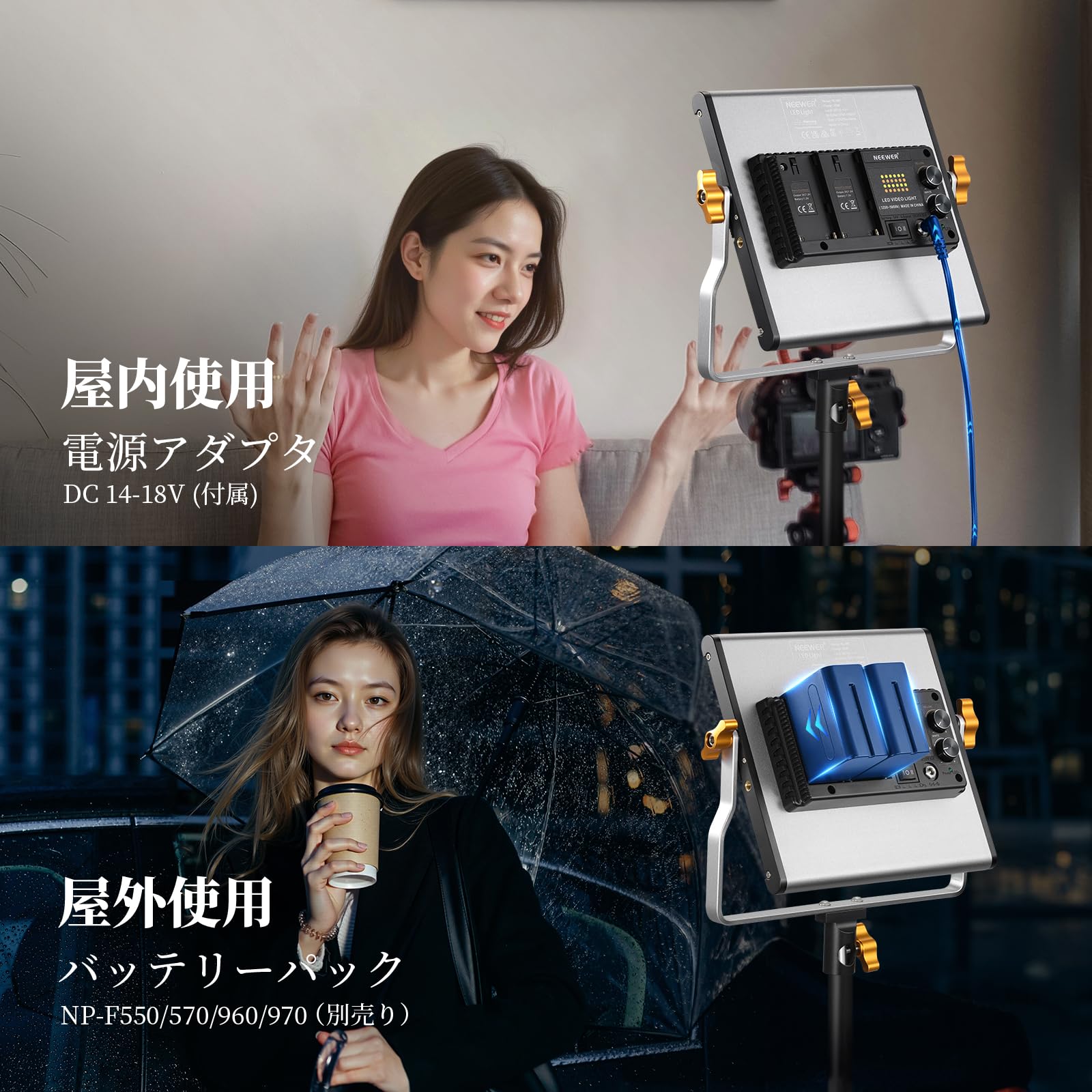 Amazon | NEEWER 2パック 480 LEDビデオライトとスタンドキット 照明