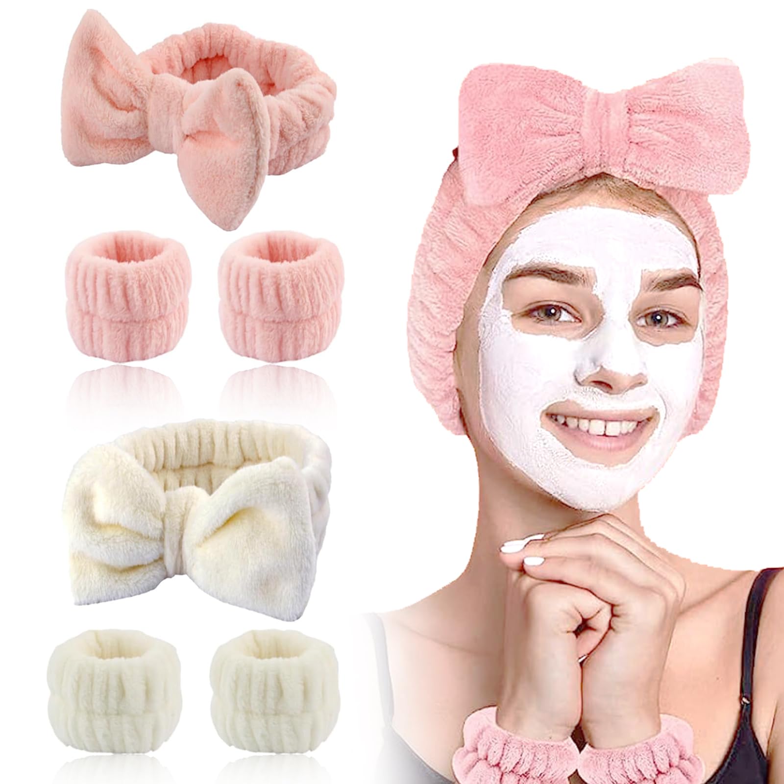 Amazon.co.jp: 6点セットヘアバンド 洗顔、吸水リストバンド、洗顔