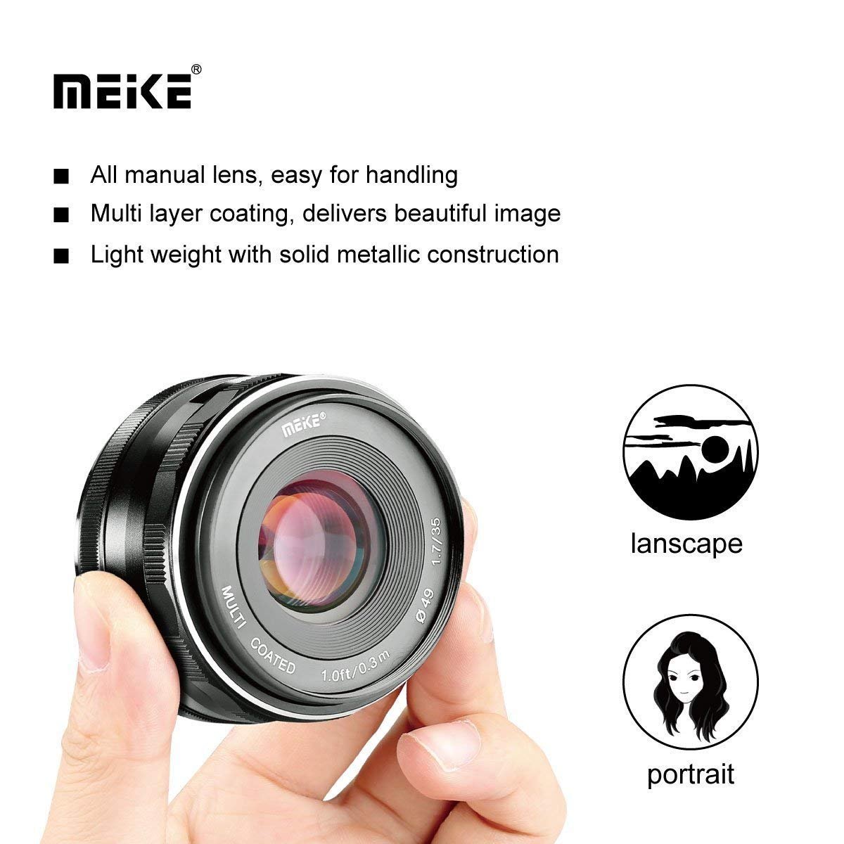 Amazon.co.jp: Meike 35 mm f1.7大口径マニュアルフォーカス固定レンズ