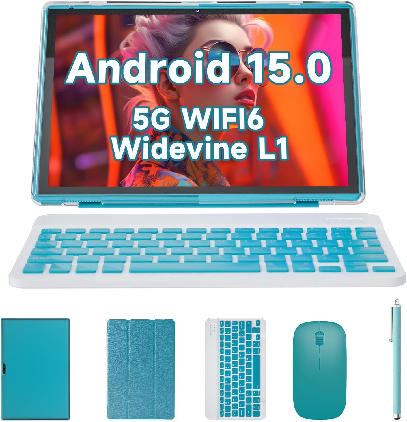 Amazon.com : Tablet 2 in 1 Android 15 Tablet with Keyboard 10 inch