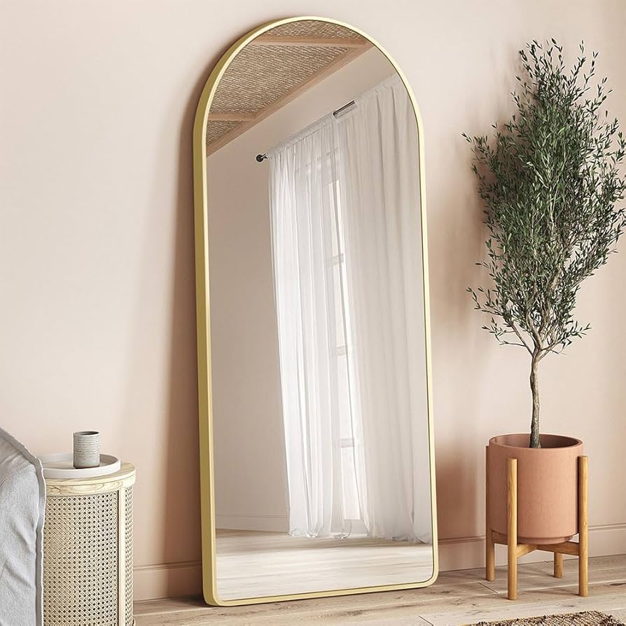 Amazon.co.jp: 【160*60CM-ゴールド-アーチ形】姿見鏡 全身鏡 スタンド