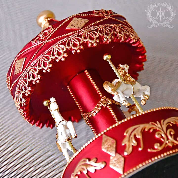 Amazon | ロイヤルカルーセルオルゴール/レッド クリスマス雑貨 高級