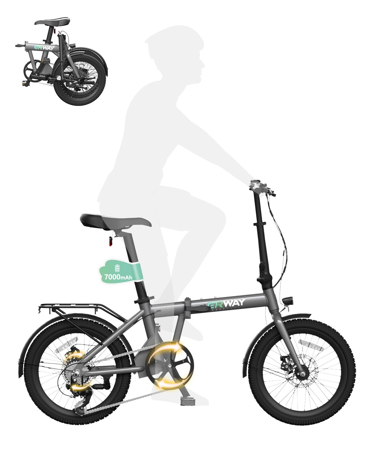 Amazon | ERWAY 電動自転車 A01 電動アシスト自転車 折りたたみ 20