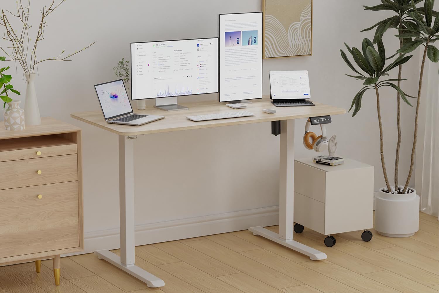 Amazon | Anovara 昇降デスク 電動 昇降式デスク 電動昇降デスク 幅