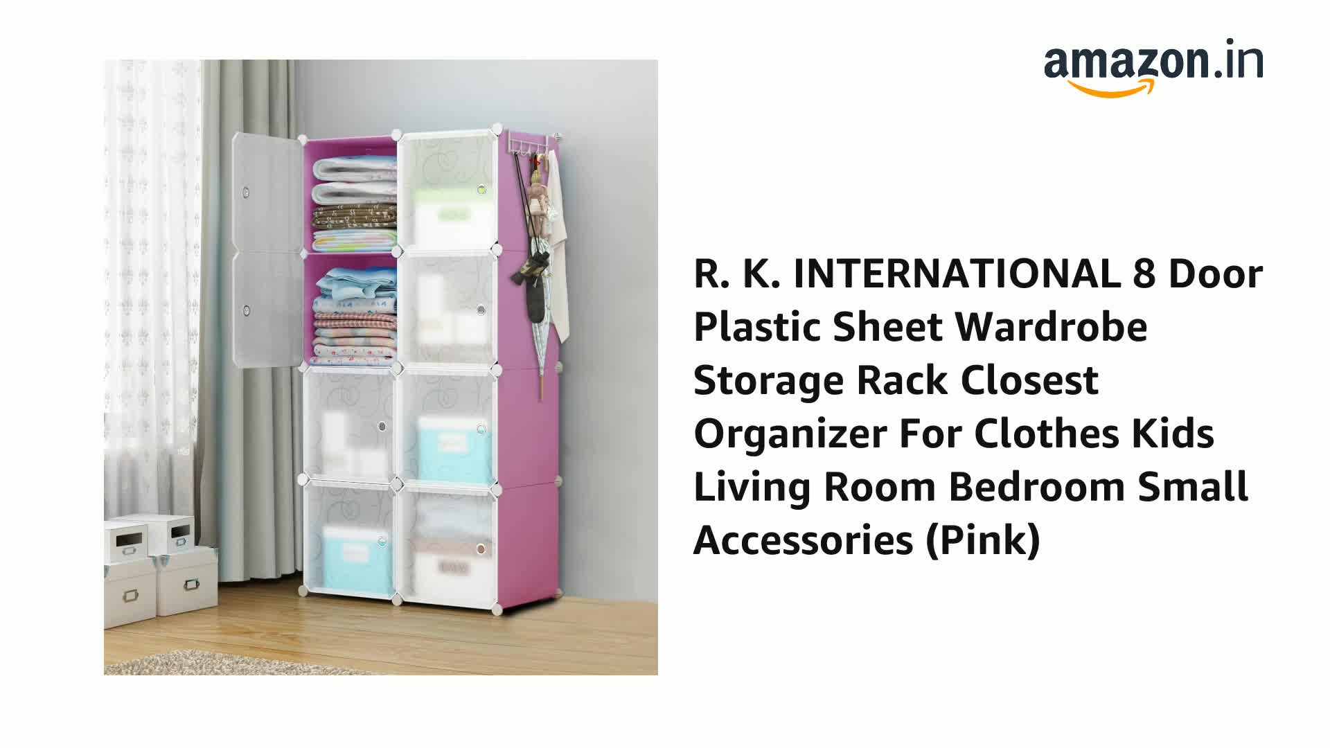 R. K. INTERNATIONAL 8 Door Plastic Sheet Wardrobe Storage Rack