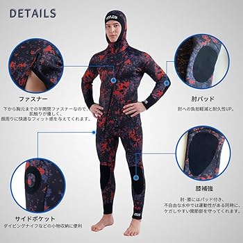 Amazon | MORGEN SKY ウェットスーツ 5mm メンズ 2ピース 裏起毛