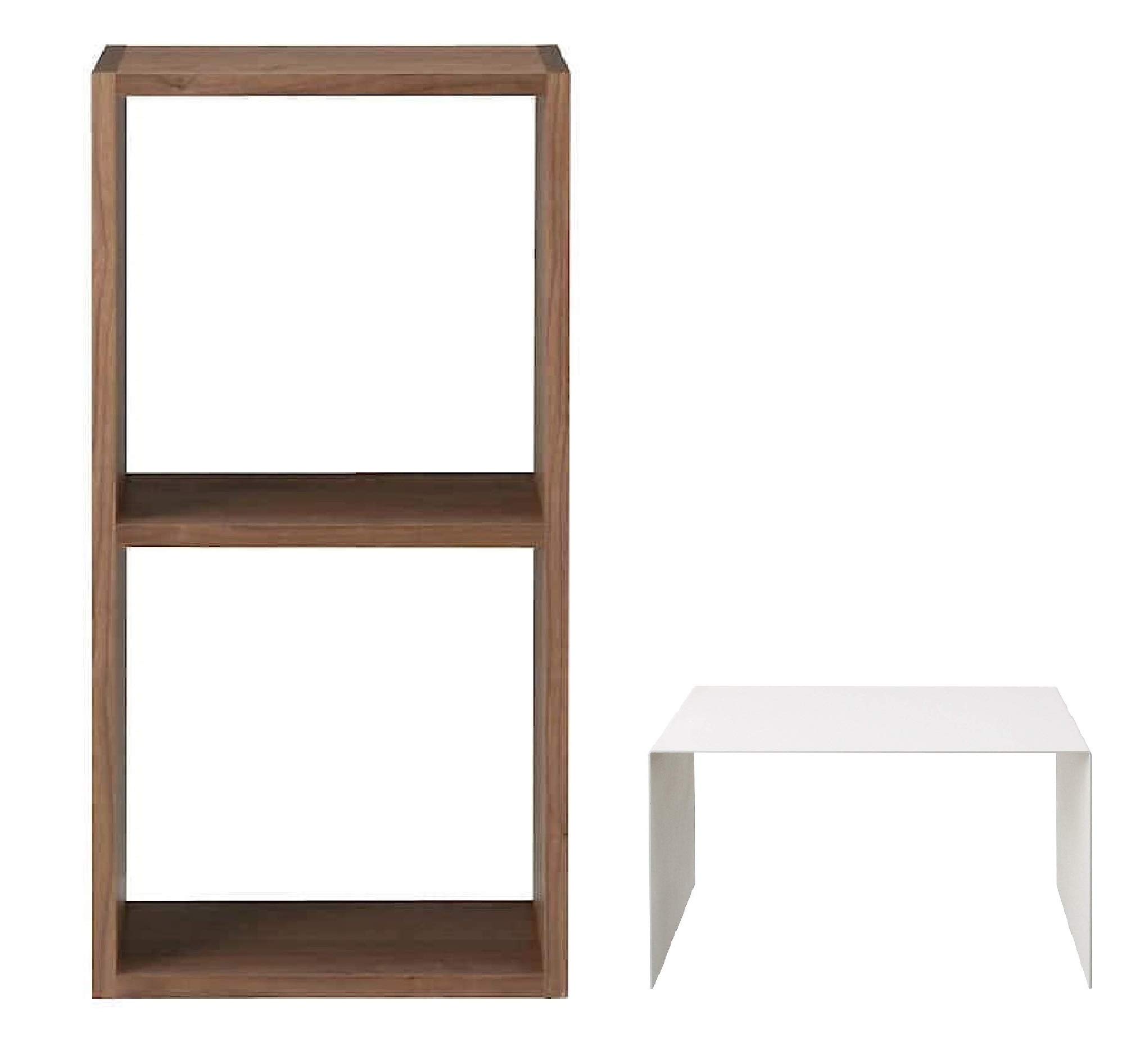 Amazon.co.jp: 無印良品 スタッキングシェルフ・2段・ウォールナット材