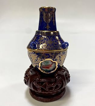 Amazon.co.jp: 台湾 故宮博物院 霽青描金游魚転心瓶 壺 ミニチュア