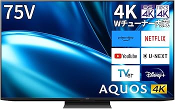 Amazon | シャープ 75V型 4K 液晶 テレビ AQUOS 4T-C75FN1 N-Black