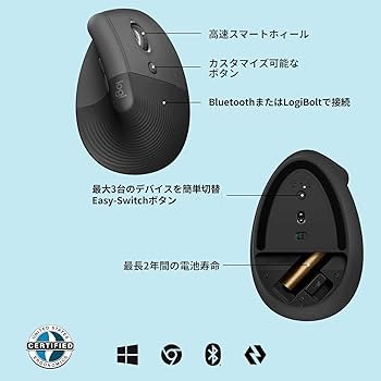Amazon.co.jp: ロジクール ワイヤレス 縦型 静音 エルゴノミック