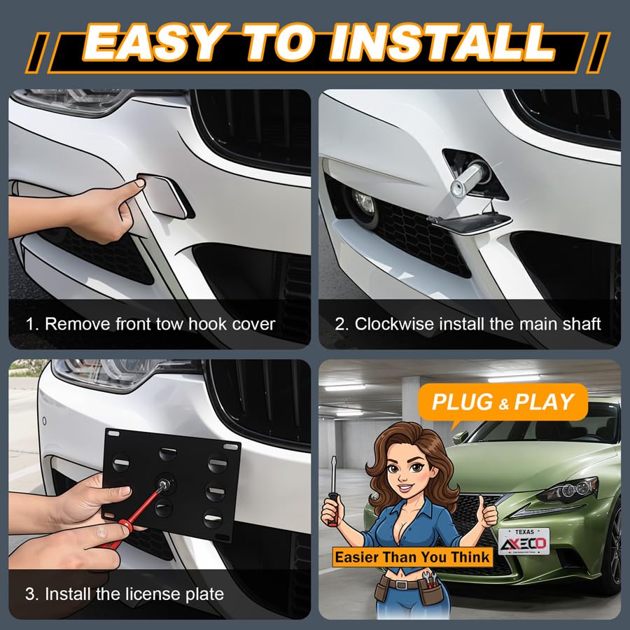 Amazon.co.jp: AXECO フロントバンパー 牽引フック ナンバープレート