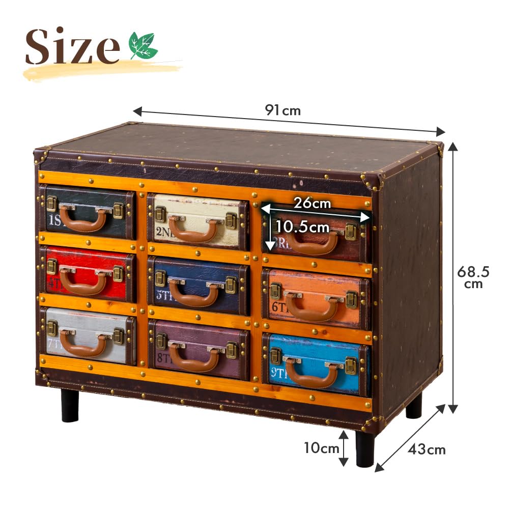 Amazon｜トランクチェスト 3段×3チェスト ナンバー柄 タンス