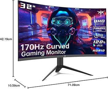 Amazon.co.jp: KTC 32インチ湾曲ゲーミングモニター、2K 170Hzモニター