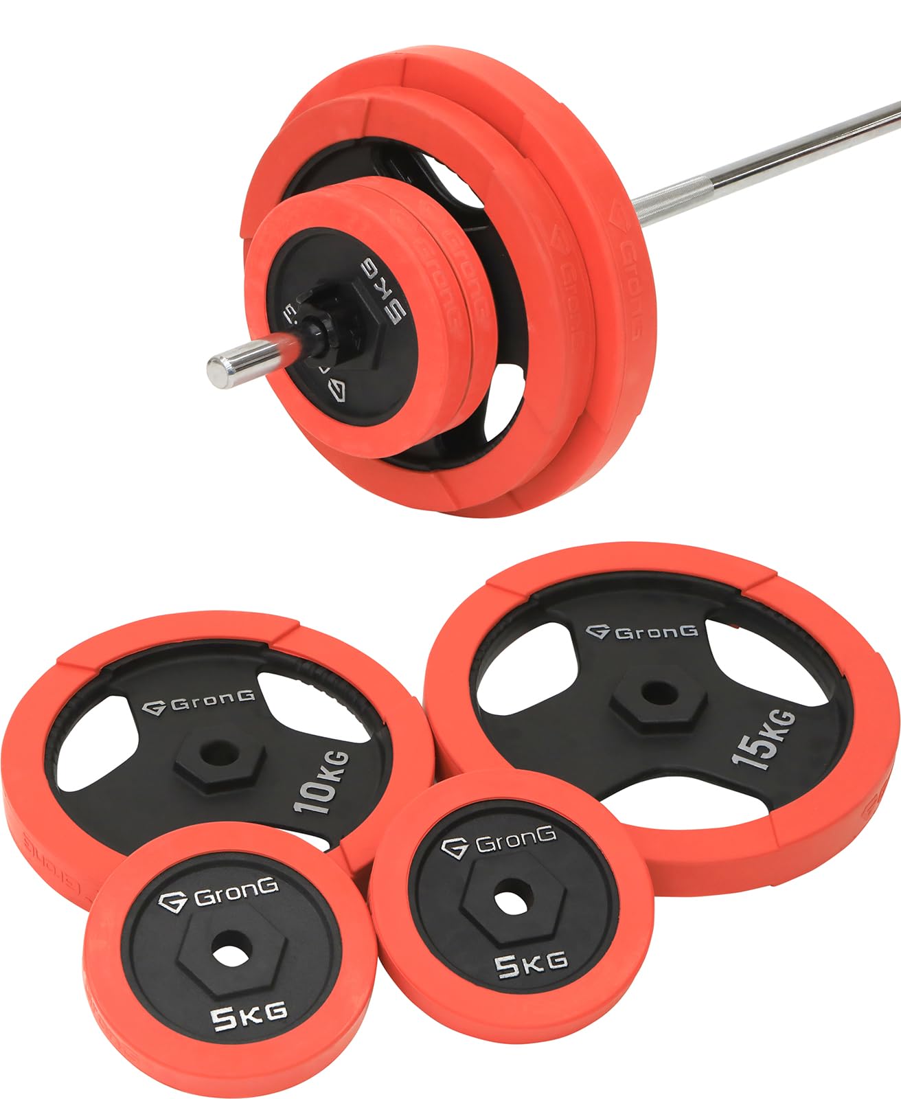 Amazon.co.jp: グロング バーベル バーベルセット 80kg プレート