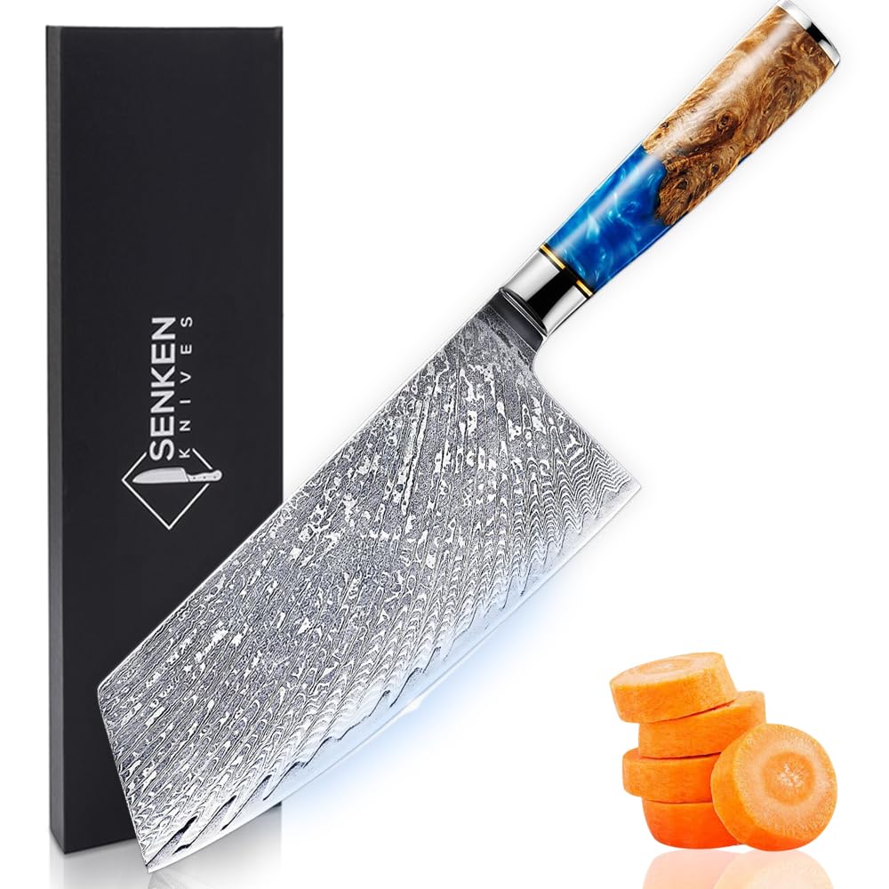 Amazon.com: SENKEN Damascus Steel Cleaver Knife - Tsunami