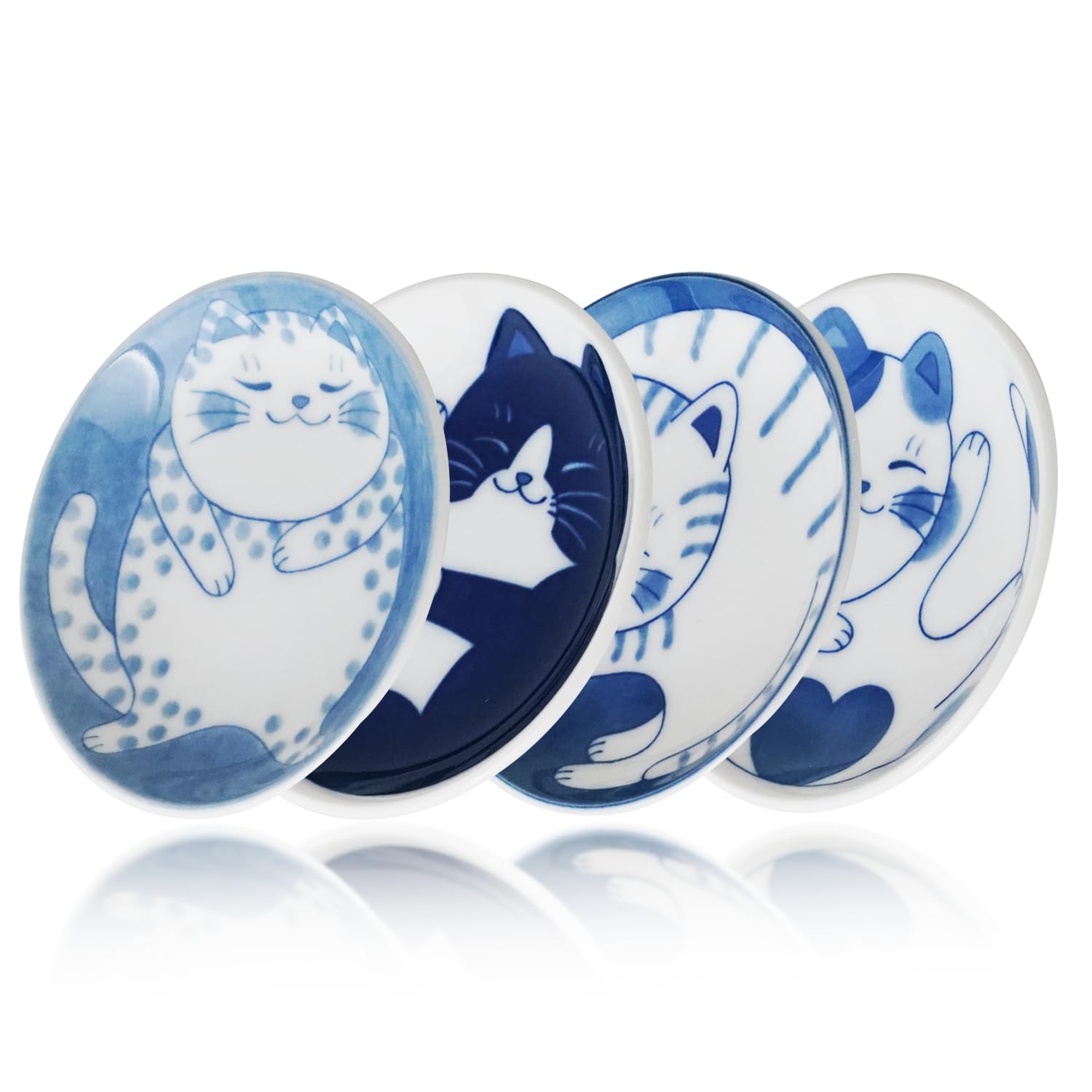 Amazon | ふくべ屋 美濃焼 ねこちぐら小皿 10 cm - ハチワレ、ミケ