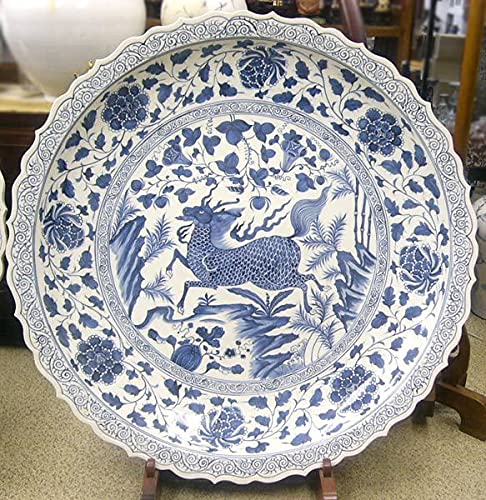 Amazon.co.jp: 景徳鎮 青花 麒麟文盤 特大皿 3.5尺 直径約1m15cm 中国