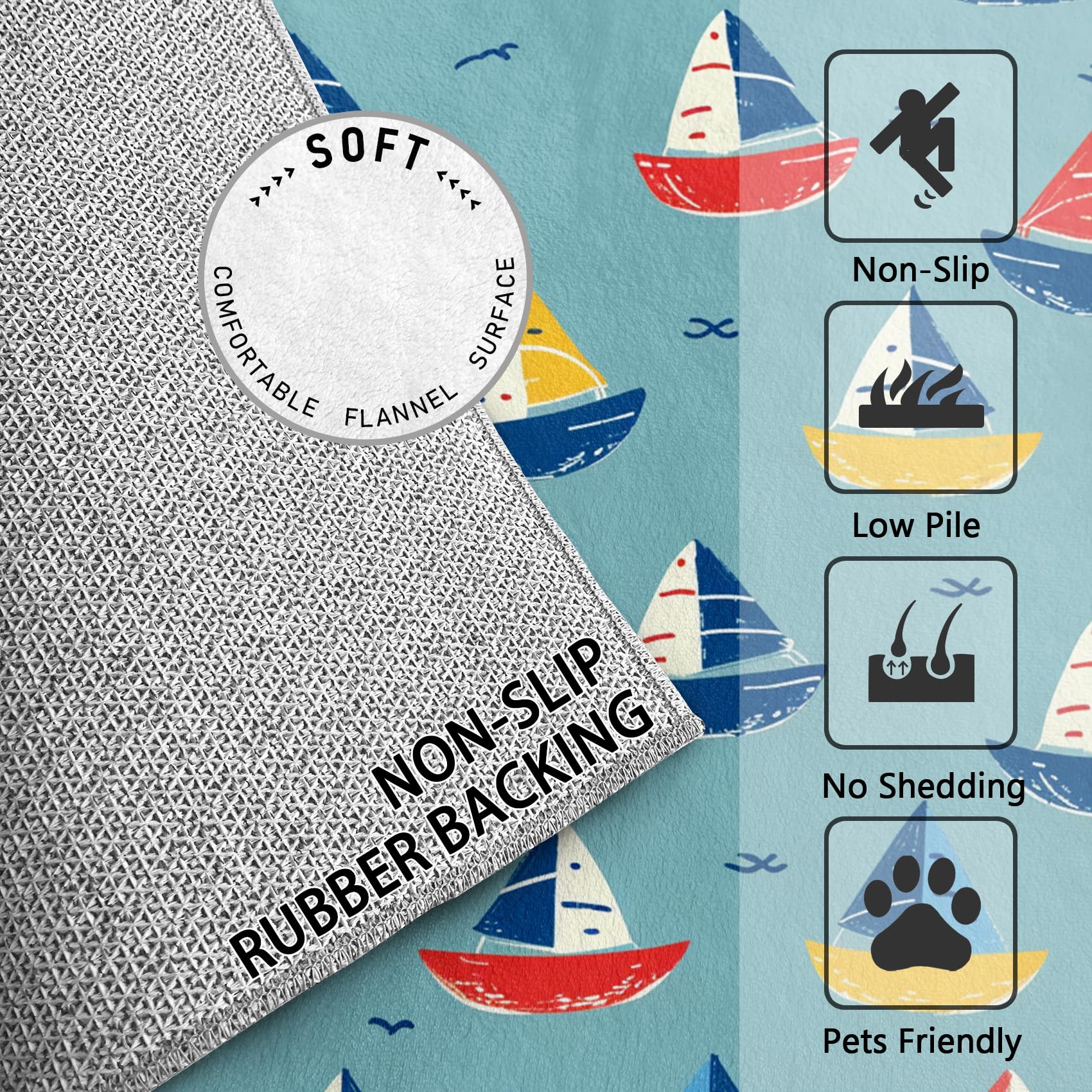 Amazon.com: Yoozitrees 4x5 Rug, Sailboat Rug, Nautical Colorful