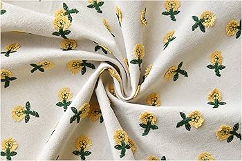 Amazon | 刺繍 布 リネン 生地 綿麻 コットン 生地 花柄 立体花 生地