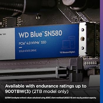 SSD WD Blue SN580 1TB NVMe M.2 2280 (Leitura 4150MB/s e Gravação