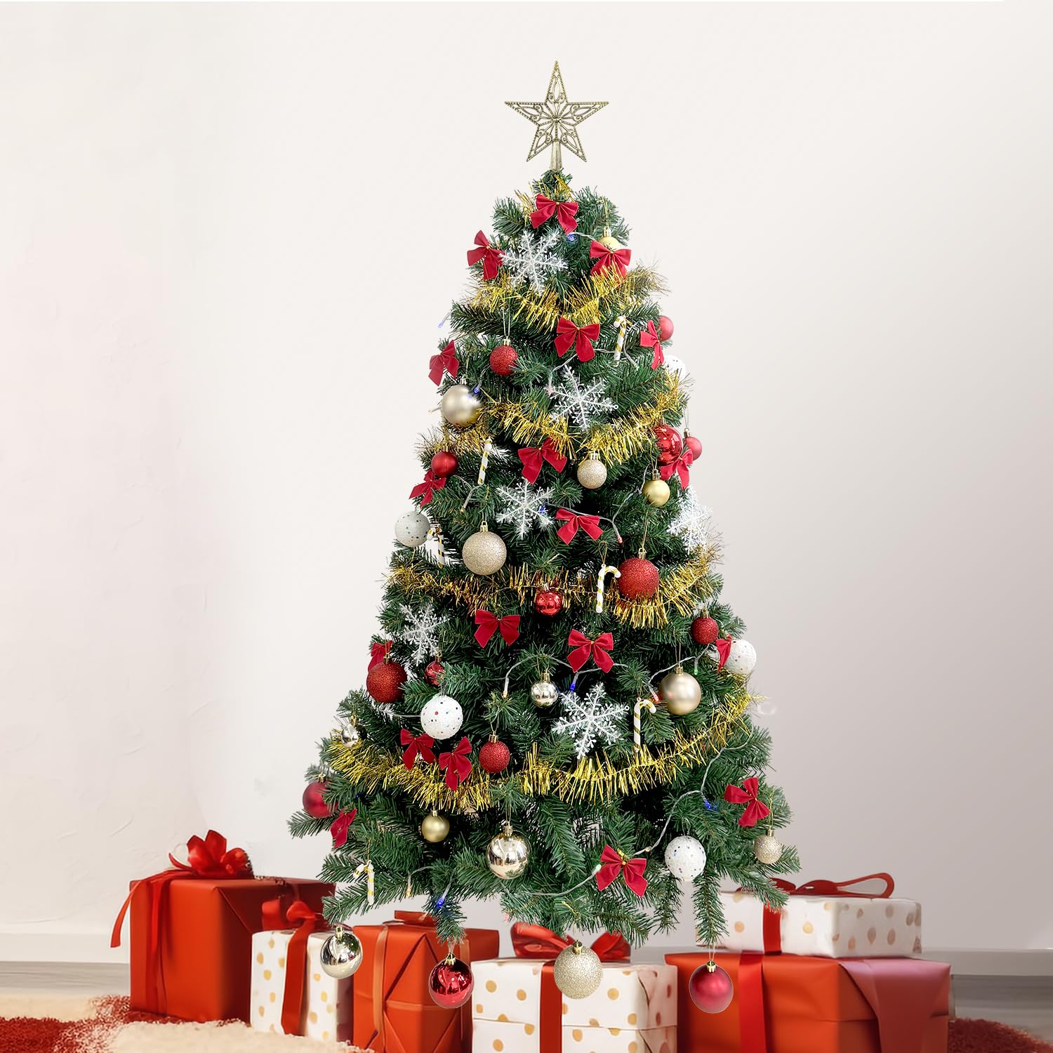 Amazon.co.jp: クリスマスツリー 150cm 豪華オーナメントセット 8m-LED