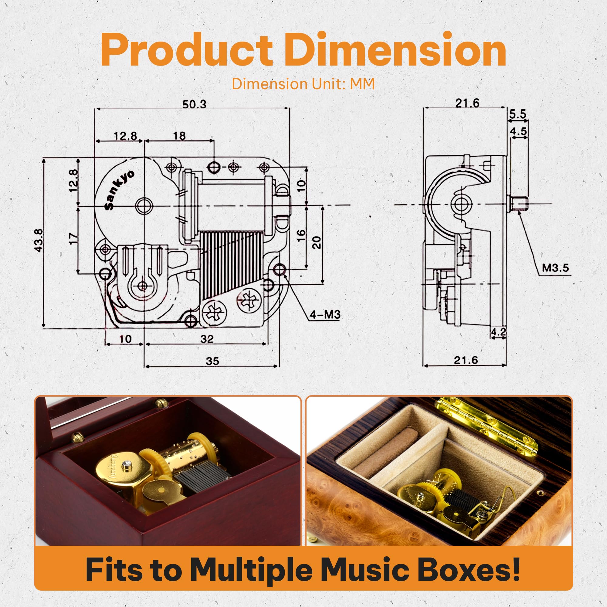 Amazon.co.jp: MusicBoxAttic - 18-Note 機械式ムーブメントオルゴール