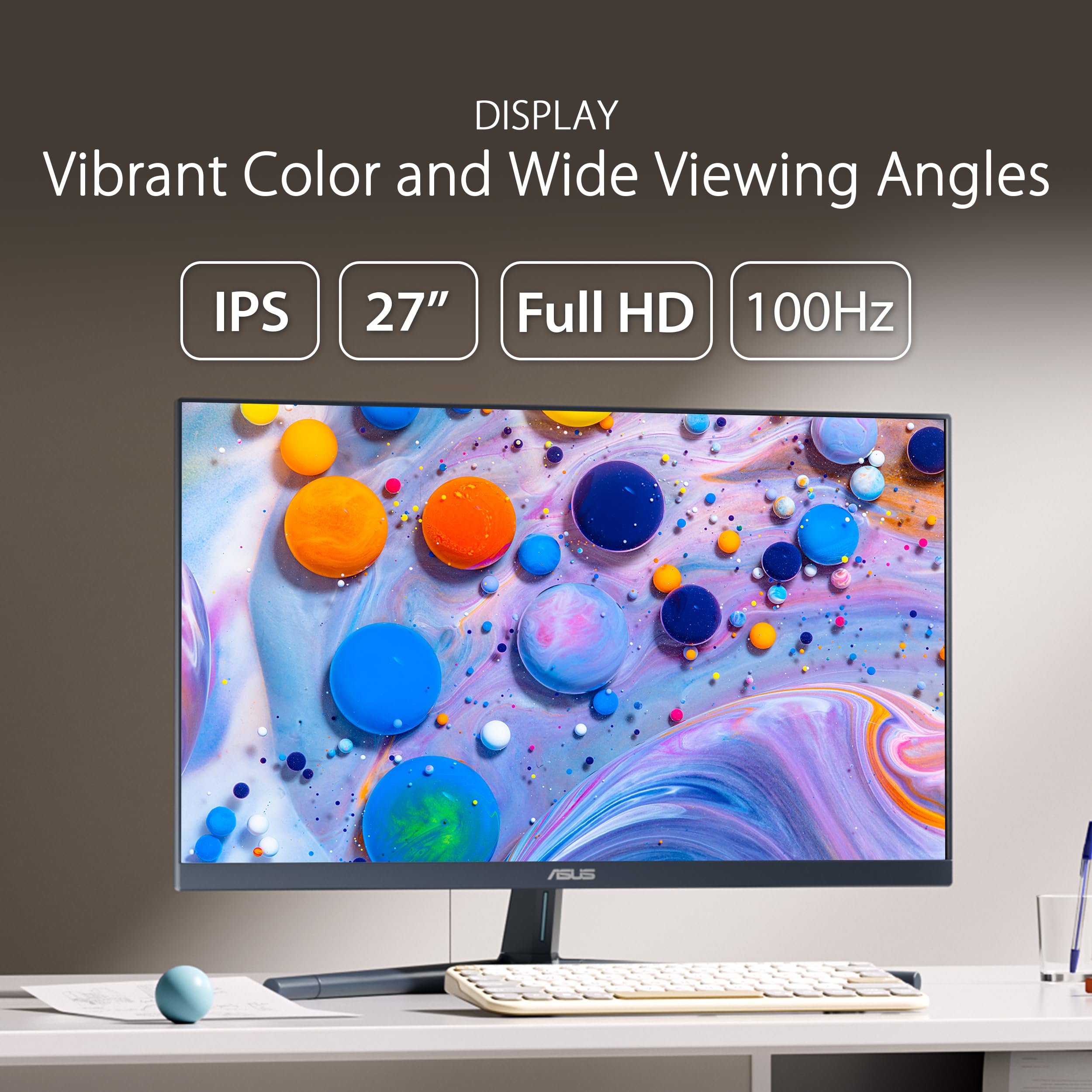 ASUS 27” 1080P Eye Care Monitor (VU279CFE-B) - Full HD, IPS, 100Hz