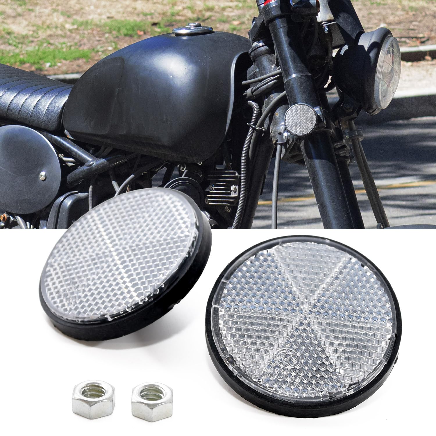 Amazon | 2枚セット リフレクター 反射板 ナット付き バイク ホワイト