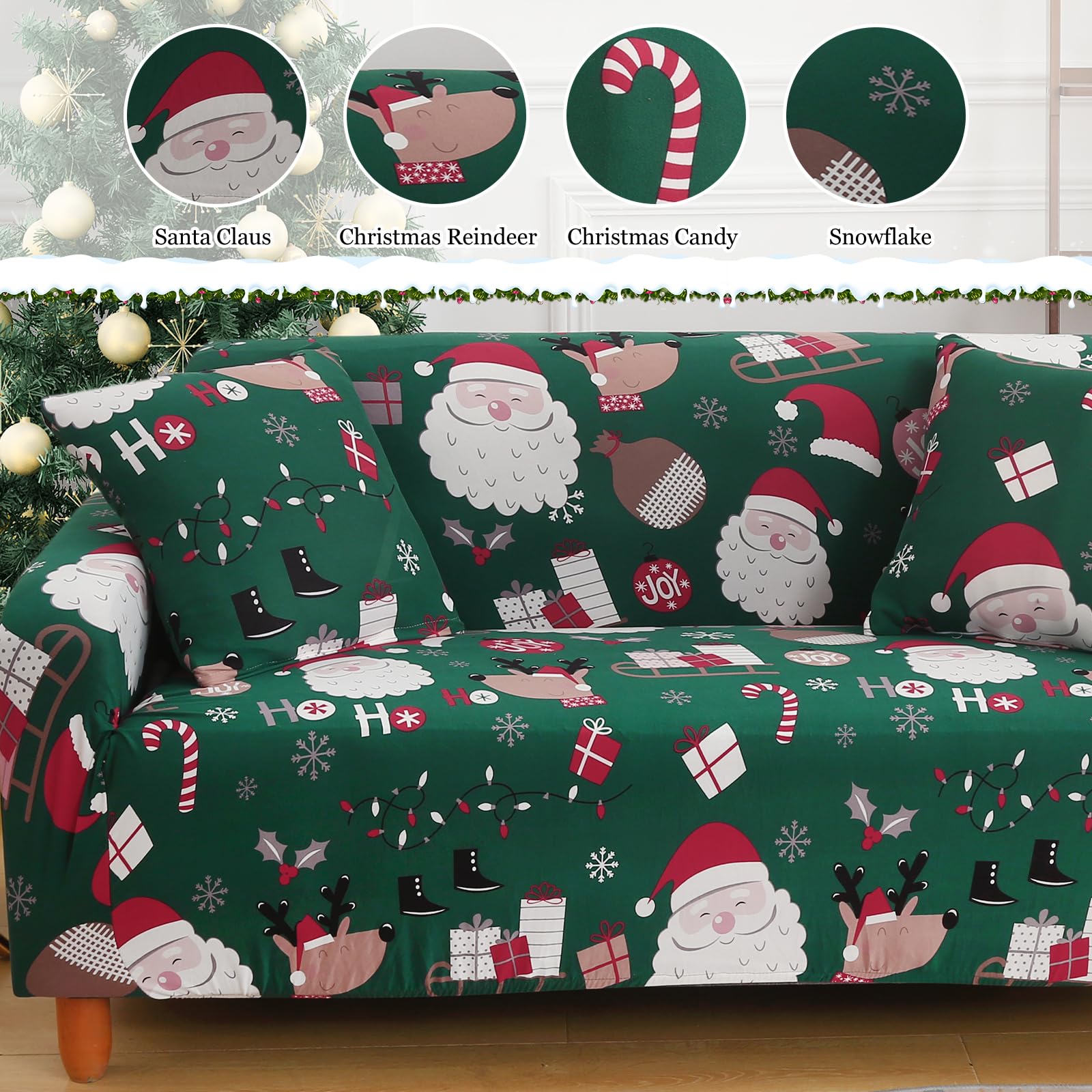 Amazon｜Mybedsoul クリスマス ソファーカバー サンタクロース