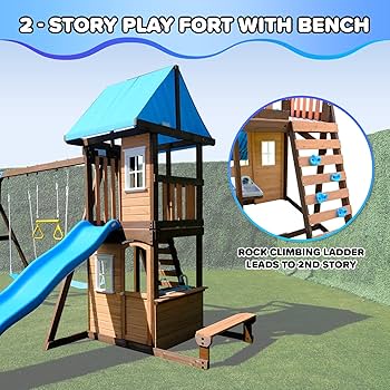 Amazon.com: Sportspower 8-in-1 Lakeview Outdoor Wooden Swing Set