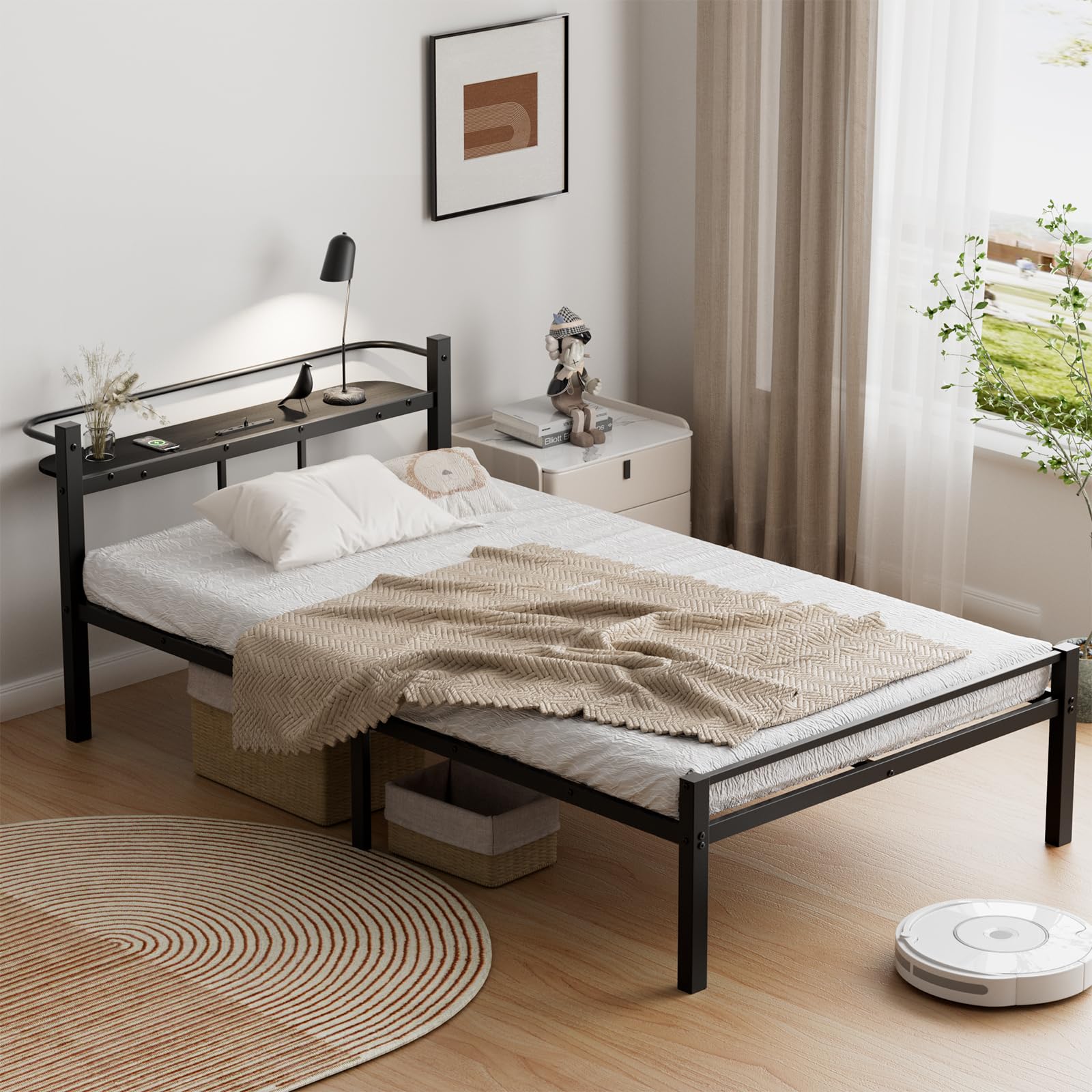 Amazon｜[SuperKois] ベッドフレーム ダブル ベッド 宮棚 2口