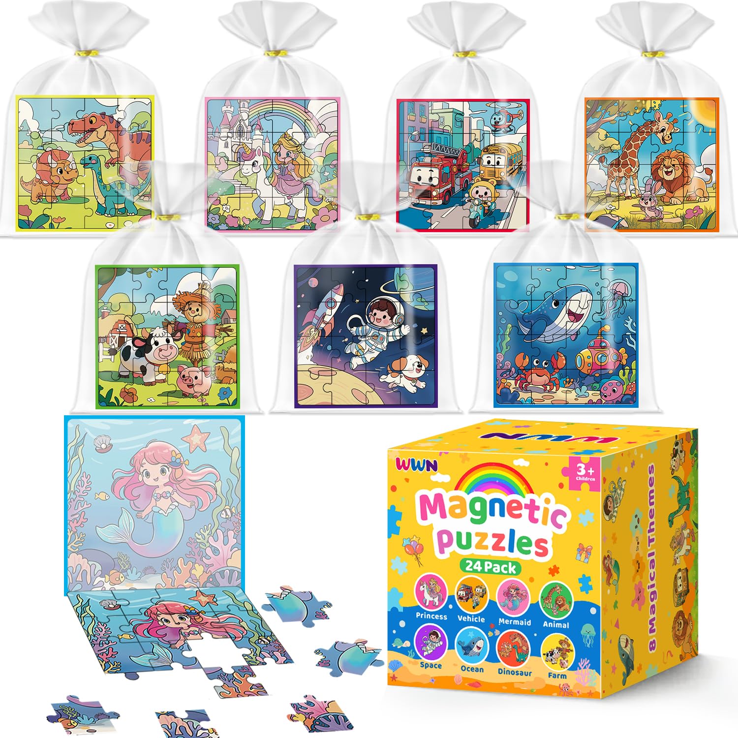 Amazon.com: WWN Magnetic Puzzle Party Favors for Kids: 24-Pack
