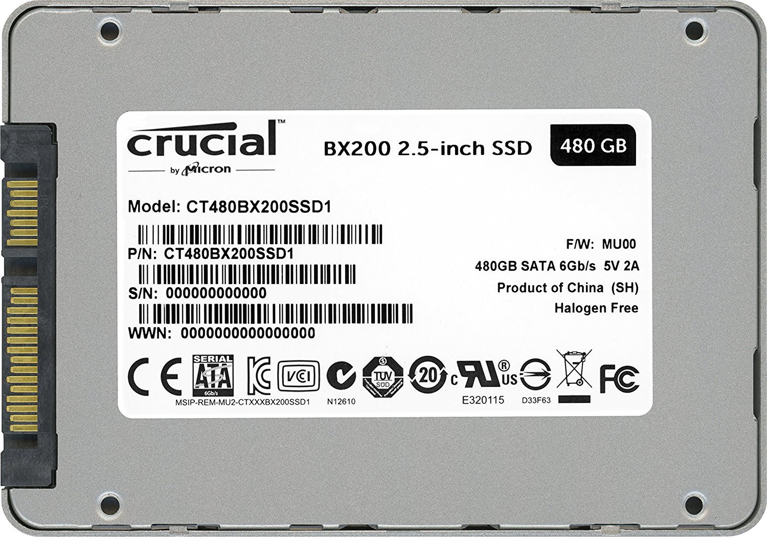 Amazon | Crucial BX200 480GB SATA 2.5 Inch Internal Solid State