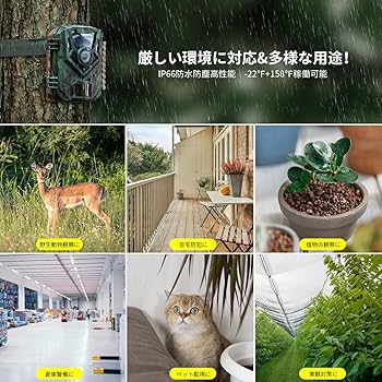 Amazon.co.jp: KJK トレイルカメラ 小型 防犯カメラ 野生動物監視