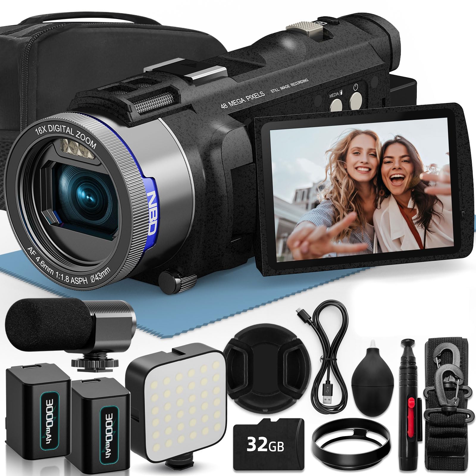 Amazon | NBD 4K 4800万画素 ビデオカメラ WiFi機能【超軽量】16倍