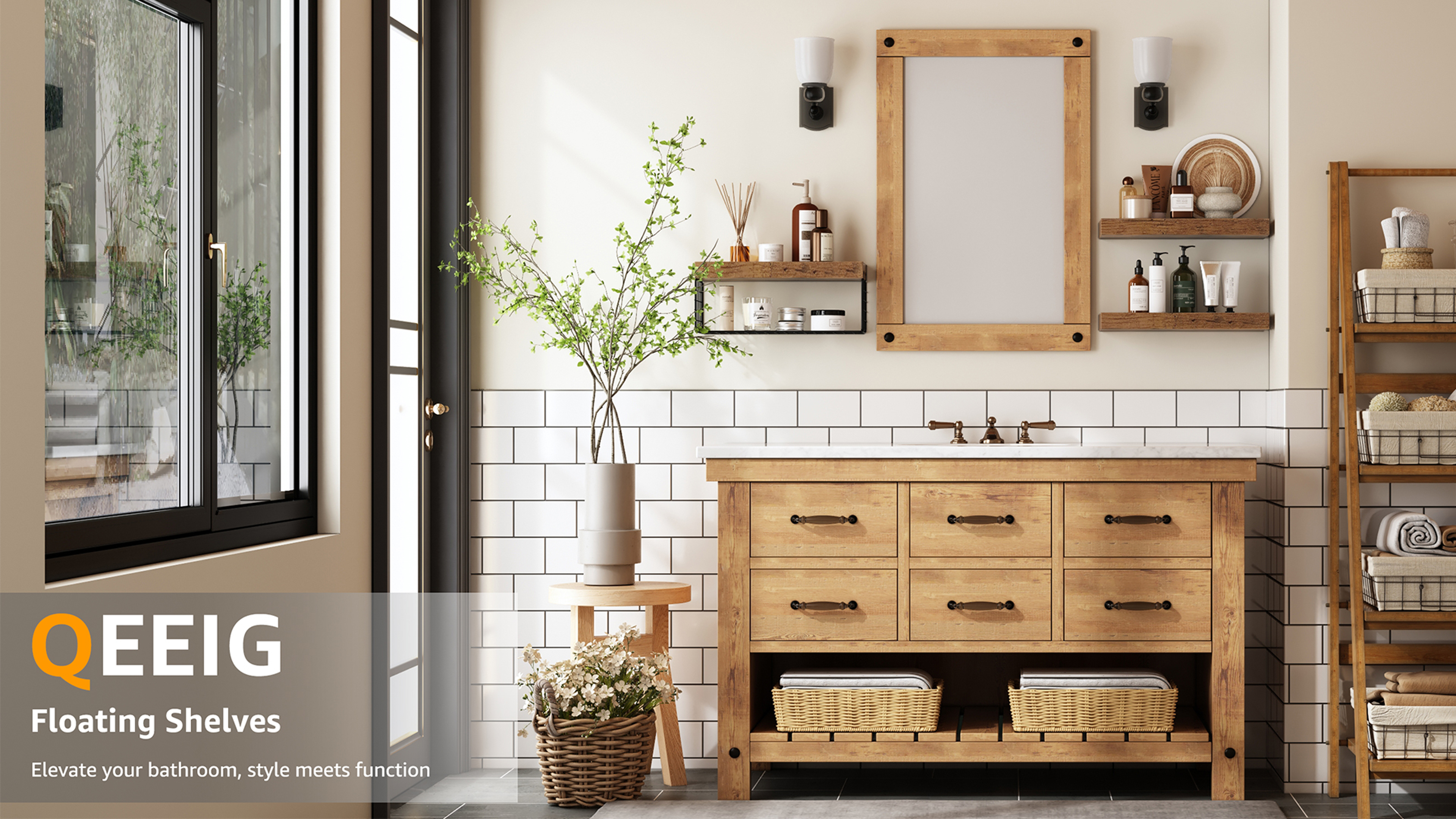 Amazon.com: QEEIG Bathroom Shelves Over Toilet - Wall Mounted